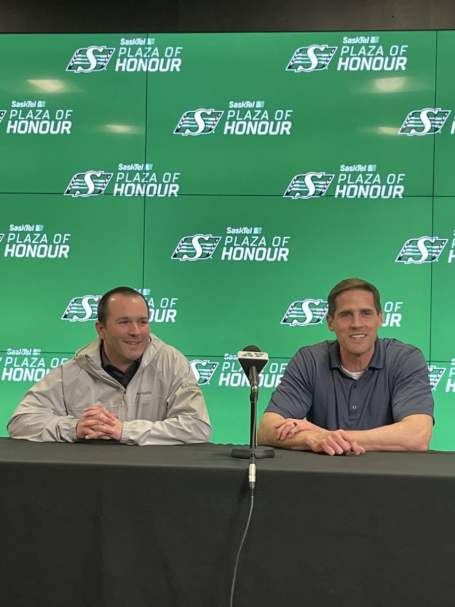 sskroughriders's tweet photo. Two all-time greats take the stage following the 2022 SaskTel Plaza of Honour induction announcement of Weston Dressler, Mike McCullough &amp; Ken Miller

#BringEmToThePlaza https://t.co/0OoXx9X8SB