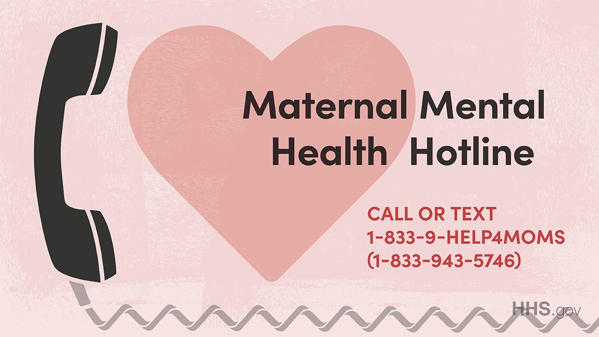 The new Maternal Mental Health Hotline is open. The confidential, toll-free hotline is open 24/7 for expecting and new moms who are experiencing #mentalhealth challenges. Call or text 1-833-9-HELP4MOMS (1-833-943-5746) to connect with a counselor today. go.usa.gov/xuGre