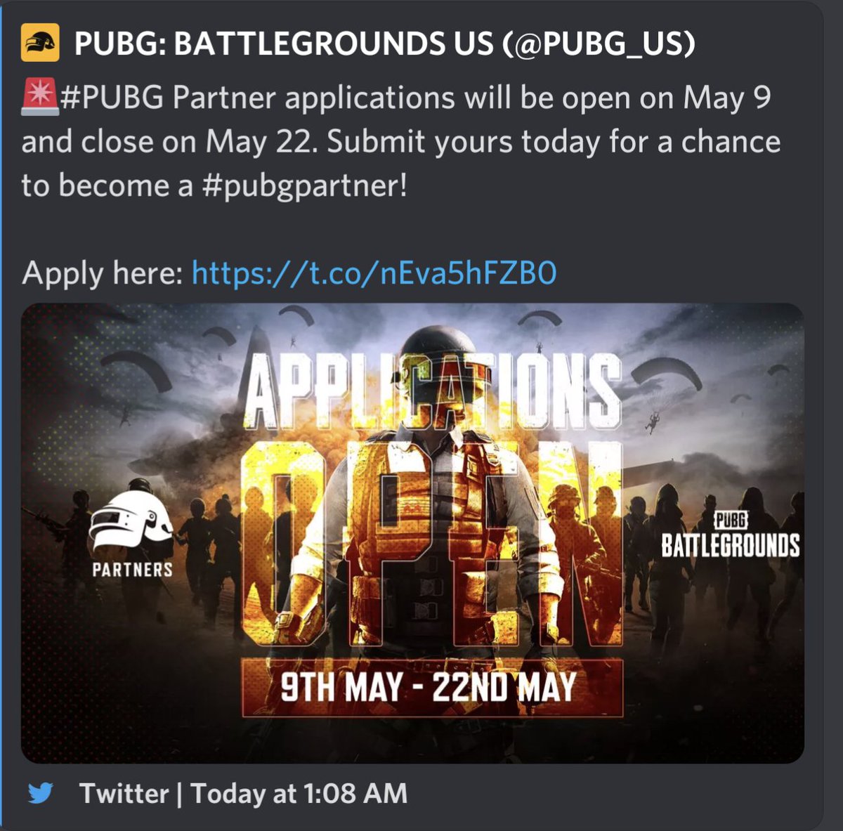 PGT_Ki11uminati's tweet photo. So the #PUBGPartner applications have now been released and i have been waiting for this moment for a very long time. Wish me luck guys!!!! @PUBG #ihaveapplied #fingerscrossed #thegrindisreal #PGTOCE https://t.co/osgnt2Bx5n