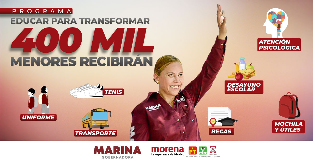 MarinaVitela_'s tweet photo. ¡La transformación de #Durango comienza en las aulas!

Con el Programa Educar Para Transformar brindaremos los principales apoyos que necesitan nuestros niños y jóvenes estudiantes para que salgan adelante y, al mismo tiempo, apoyaremos la economía familiar. 

#MarinaGobernadora https://t.co/SKKub2aT9L