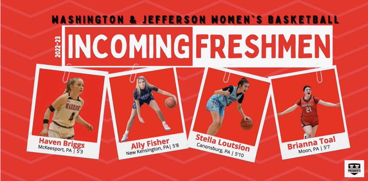 Giving a big welcome to our incoming freshman class! 
Haven Briggs!
Allison Fisher!
Stellanie Loutsion!
Brianna Toal!
We’re so excited for you all to join our team next season and our W&amp;J community! #prezpride