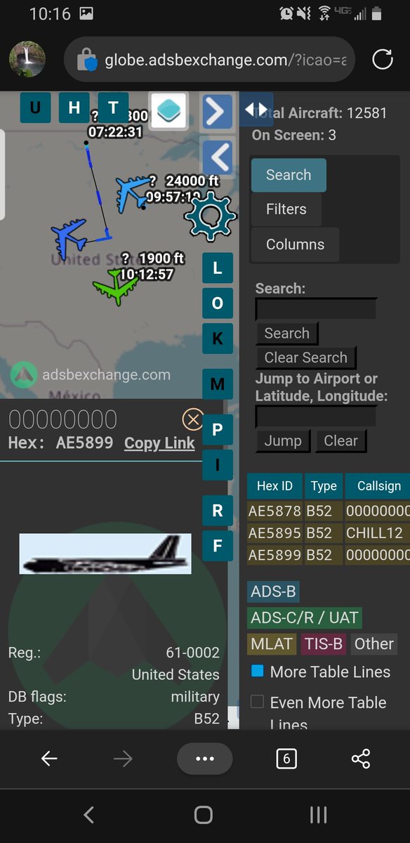 norb420's tweet photo. #AE5878 as #00000000 #AE5895 as #CHILL12 and #AE5899 as #00000000 3 B-52s up over the USA. https://t.co/pO7LtXPTkM