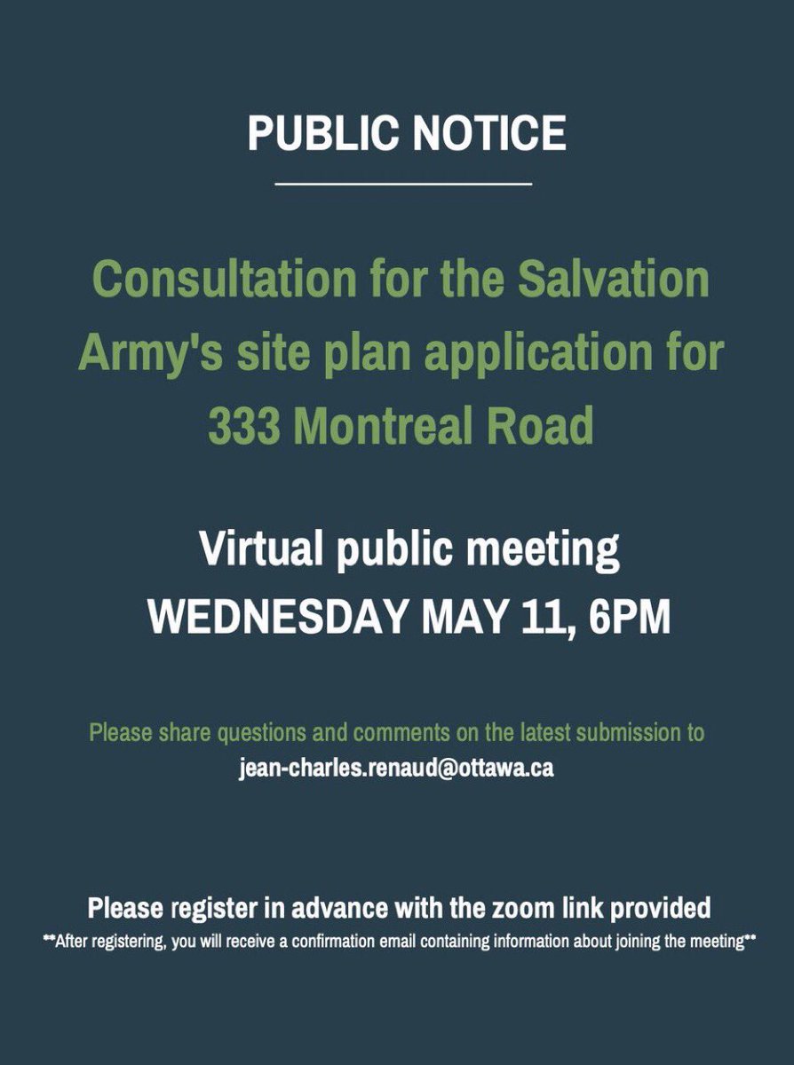 MathieuFleury's tweet photo. On Wednesday at 6pm, we are hosting a virtual consultation on the Salvation Army site plan application

Click on the link below to register 

https://t.co/STvG3JCpsQ https://t.co/7X9ieaHUZ5
