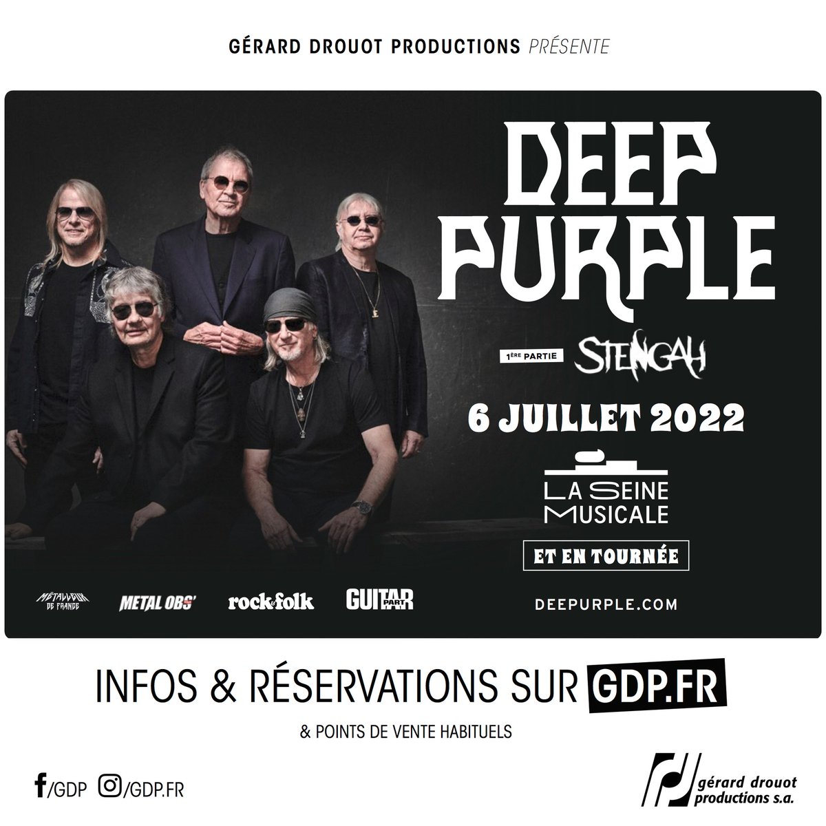 #BIGNEWS #LIVESHOW We are so honored, we'll be opening for the legendary <a href="/_DeepPurple/">Deep Purple</a> 6th July 2022 at <a href="/LaSeineMusicale/">La Seine Musicale</a> !
Tickets here: gdp.fr

#stengah #deeppurple #live #tour #newalbum #somasema #k2ours #gerarddrouotproductions #MascotRecords #MascotLabelGroup