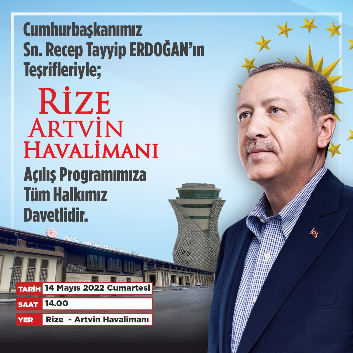 ishakalim's tweet photo. BÜYÜK GÜN BÜYÜK BULUŞMA

Genel Başkanımız ve Cumhurbaşkanımız Sayın @RTErdogan'ın teşrifleriyle Rize - Artvin Havalimanımız 14 Mayıs Cumartesi günü saat 14:00'da açılıyor.

Hazır mısın Rize’m ?  ✈️ https://t.co/iMDcOXPrj2