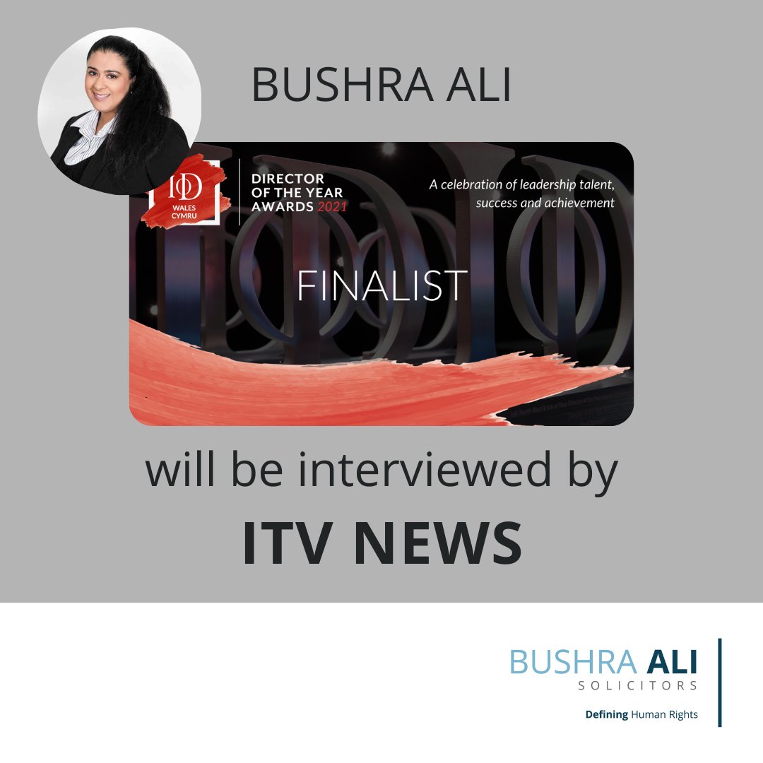 BushraSolicitor's tweet photo. We are super excited as Bushra Ali prepares to be interviewed by ITV news this Thursday as they will be filming a piece with her about being shortlisted for 3 of the Wales Institute of Director Awards being hosted in Newport on Friday 20 May.#instituteofdirectors #directoraward https://t.co/PXCYT8m7tw
