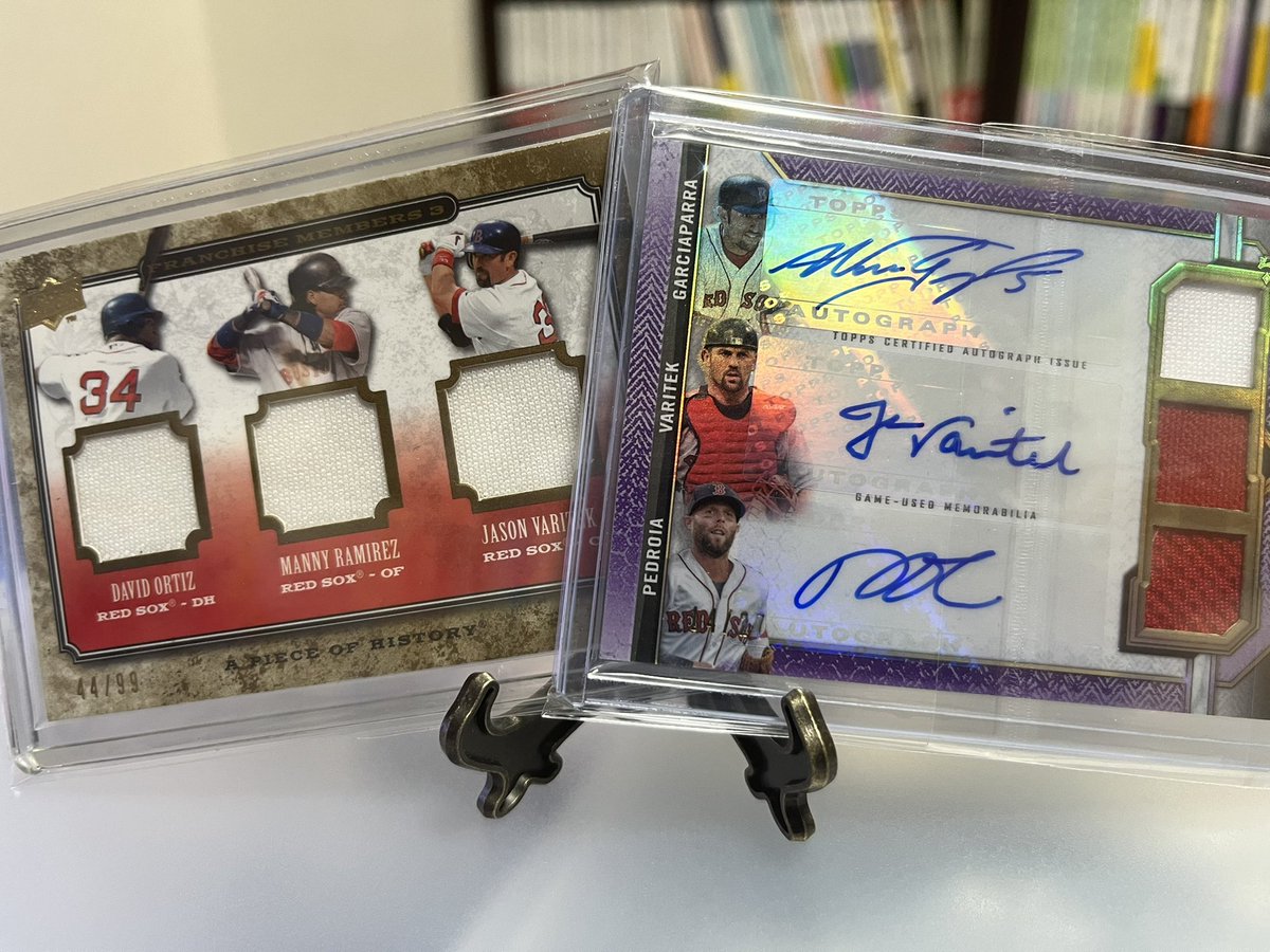 Boston45925931's tweet photo. NEED YOU 
MISS YOU
2021topps triple threads
・Garciaparra 
・Varitek
・Pedroia
2008upper deck 
・Ortiz
・Manny
・Varitek

#topps
#RedSox 
#DavidOrtiz
#MannyRamirez 
#JasonVaritek 
#NomarGarciaparra 
#DustinPedroia https://t.co/oeCwxyYaqn