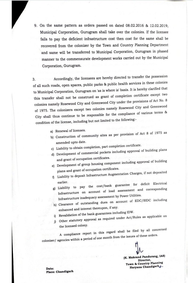 gsinglajourno's tweet photo. #Gurgaon #Breaking
@dtcphry @kMakrandIAS issued orders to #transferred  #MalibuTown #ArdeeCity #RosewoodCity #Uppalsouthend #MayfieldGarden #Vipulworld #SLOK2-3 #GreenwoodCity colonies to @MunCorpGurugram. विकास कार्यो के रास्ते खुले, लोगों को मिलेगी राहत। @cmohry @mlkhattar https://t.co/UGguLRr7Vq