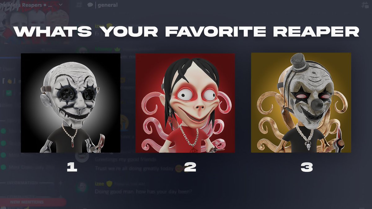 TheMetaReapers's tweet photo. What’s your favorite Reaper !! 1, 2,  or 3
❤️❤️
 #NFT #NFTCommunity #nftart #NFTProjects #ThemetaReapers #SolanaNFT https://t.co/jcOjqC1qxF
