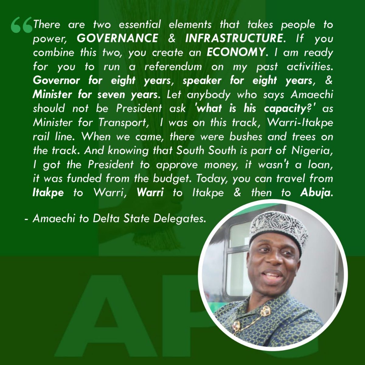 siredecent's tweet photo. A President that will improve more on the economy of the Nation is what we seek right now. Amaechi is that President. We can do this.

#Amaechi2023 https://t.co/k21NZEq8u3