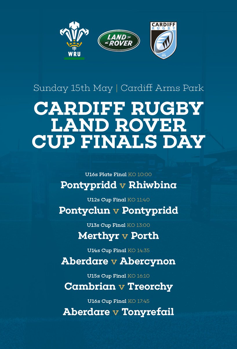 WRU <a href="/Cardiff_Rugby/">Cardiff Rugby</a> @LandRover_UK Cup 21/22 - 
Less than a week to go until our first cup finals date... #CardiffRugbyCup