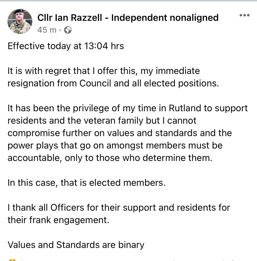 RutlandLabour's tweet photo. @rutlandcouncil As another @rutlandcouncil councillor resigns, tonight's Annual Council Meeting might be a tad exciting!
#NonCons https://t.co/abpzku2GM3