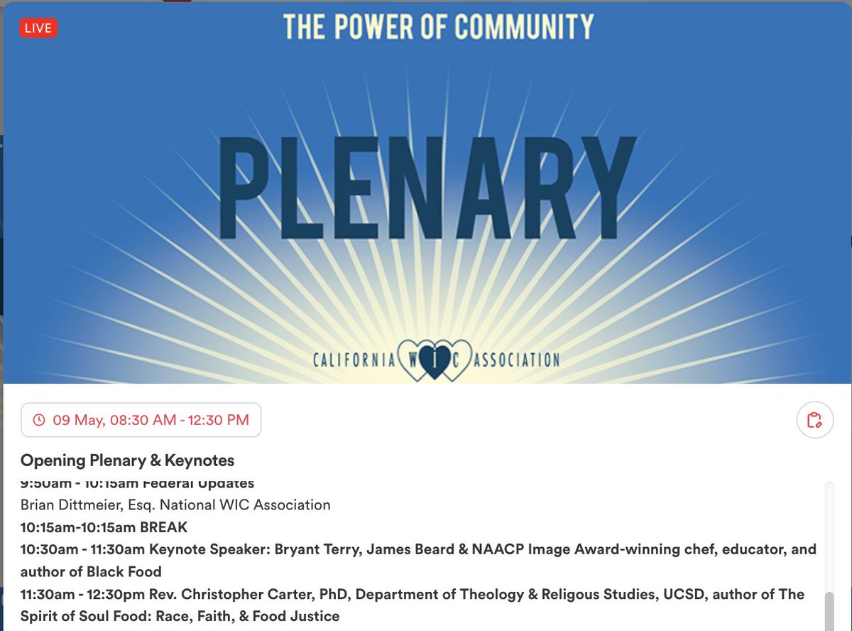 Dr_ChrisCarter's tweet photo. I grew up food insecure and my family depended on government assistance to survive. 

I would have never imagined that as an adult I would be giving one of the keynote addresses at the @calwic annual conference 🙏🏾

"Eating Soulfully: Food Justice as Practicing Compassion" https://t.co/d5qV1Kc4zD