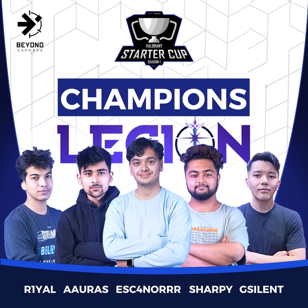 LegionNp's tweet photo. On that note, we are the champions of the Valorant Starter Cup Season 1 hosted by @ggbeyondesports ! 

The game has just begun. ⚔️

#TLFTW #LegionFTW
#VALORANT https://t.co/q8dg6Vu7jf