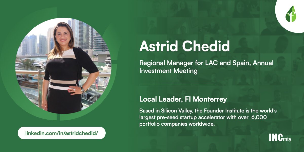 FImonterrey's tweet photo. Local Leader of @FImonterrey, @astrid_chedid Regional Manager for LAC and Spain, Annual Investment Meeting.

Based in Sillicon Valley, the @founding  is the world´s largest pre-seed startup accelerator with over 6,000 portfolio companies worldwide. https://t.co/IWdcvygKU1