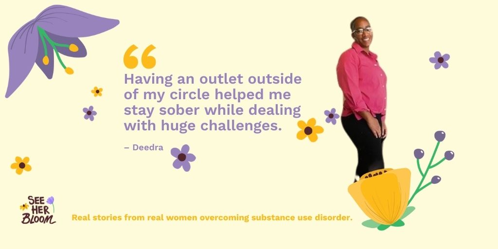SeeHerBloomOrg's tweet photo. Deedra shares, "I was uplifted so much by counselors who were also Black women teaching classes and sharing the same pains and struggles." Click on the link https://t.co/WcFRQkeinM to read more about her story. #SeeHerBloom #BlackWomen https://t.co/P4p5cD8591