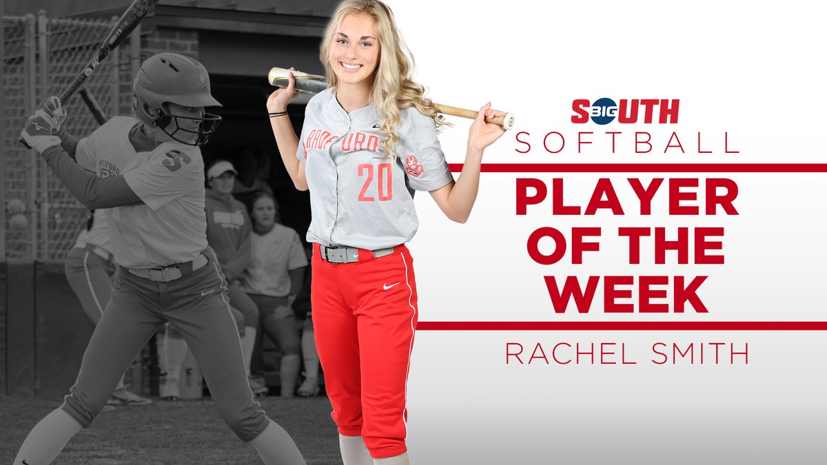 Freshman of the Week last week, now PLAYER of the Week! Rachel Smith's numbers were insane ⬇️

♦️ .750 AVG
♦️ 2 HR
♦️ 6 R
♦️ 3 RBI

#RiseAndDefend x #BigSouthSB