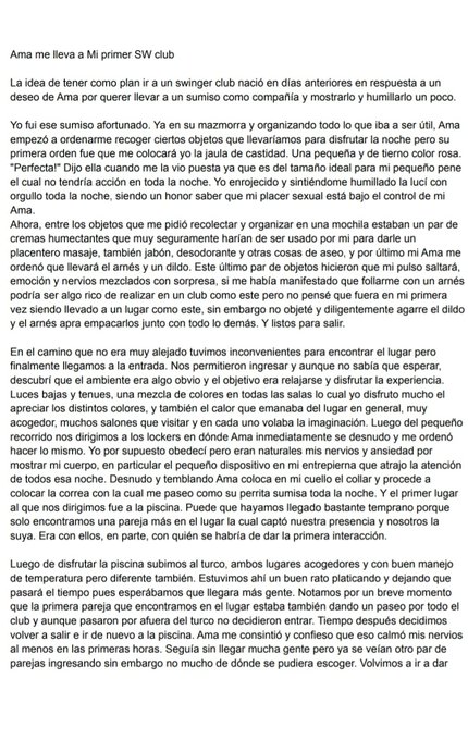 Relato Erotico Real                  #sumiso #bdsmِ #chastity #keyholder #castidad #cbt #sw #swinger<a href="/tag/sumiso"class="tags">#sumiso</a><a href="/tag/bdsm%D9%90"class="tags">#bdsmِ</a><a href="/tag/chastity"class="tags"><span>#chastity</span></a><a href="/tag/cbt"class="tags"><span>#cbt</span></a><a href="/tag/swinger"class="tags"><span>#swinger</span></a><a href="/tag/keyholder"class="tags"><span>#keyholder</span></a><a href="/tag/sw"class="tags"><span>#sw</span></a><a href="/tag/cuckcold"class="tags"><span>#cuckcold</span></a>