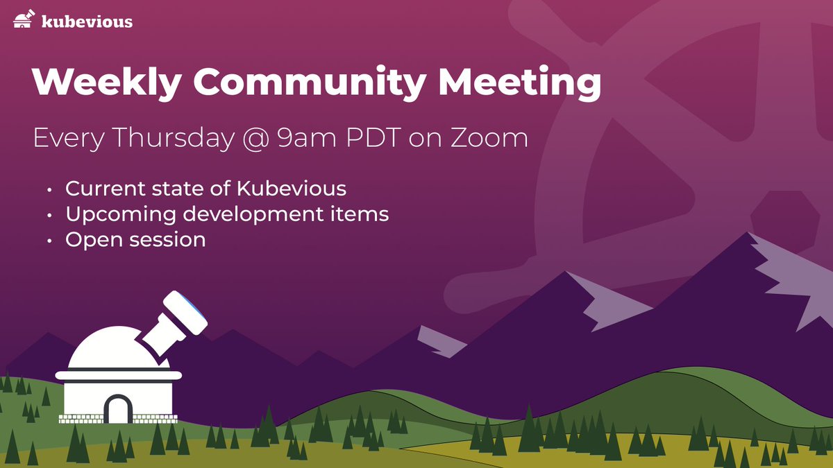 kubevious's tweet photo. Please join Kubevious Weekly Community Meeting every Thursday @ 9am PDT to discuss the current state, development items, and any other questions you may have. Instructions to join: https://t.co/fwFz3XBtKA

#kubernetes #k8s #opensource #devops #sre #cloud https://t.co/7FoU6puiWn