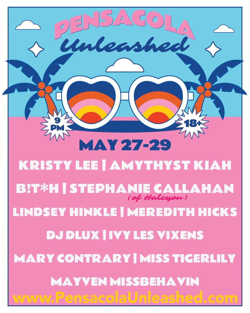 Pcola_Unleashed's tweet photo. 🚨UPDATED LINEUP🚨
We’ve added a few extra friends to the party‼️
Do you have tickets yet⁉️
https://t.co/Han9vRQ136
#UnleashYourSummer #PensacolaUnleashed https://t.co/8rBYkDUEf9