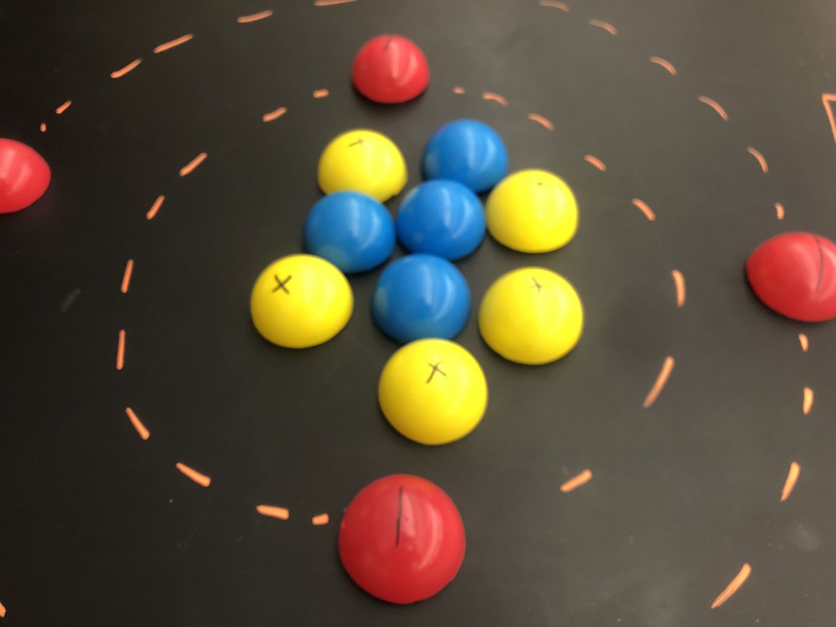 Just got done prepping “Determining Atoms” lab.  Stations have different numbers of particles for each items.  The particles are balls like the ones you would see in a ball pit.  Seeing atoms likes this makes things a lot easier!  #iteachphysics