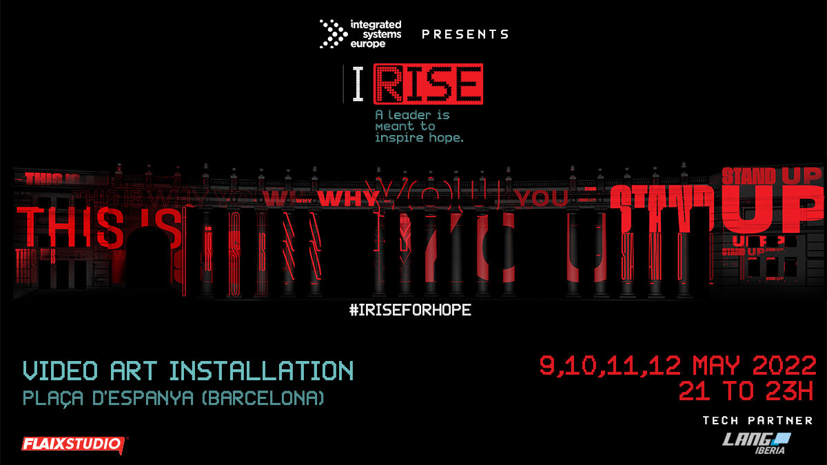 ISE_Show's tweet photo. We are at the Plaza Catalunya Hotel to celebrate the start of an immersive projection mapping on one of the iconic building at Plaça d’Espanya. Created and produced by #FlaixStudio, the 15-minute programme will loop over two hours on four successive nights during #ISE2022 https://t.co/tdgTlssQ25