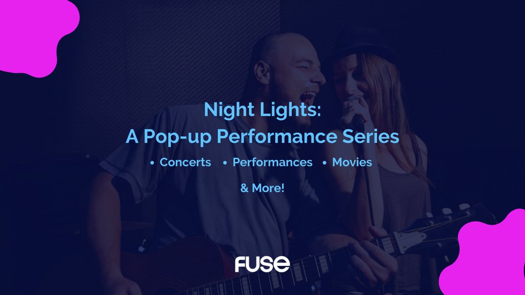 From May to August, enjoy #NightLights! This summer-long event consists of small pop-up shows featuring events such as concerts, movies, performances, and more! Make sure to check for location announcements here l8r.it/mofw