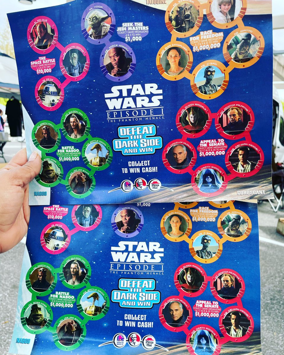 StarWarsThrift's tweet photo. I love finding these to hang on my fridge lol! The reaction every time I ask the vendor how much for a piece of paper is priceless 🙃. #fleafinds https://t.co/mmibql5q6C