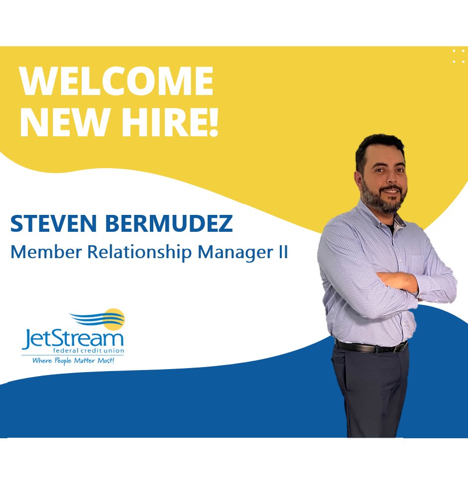 Our JetStreamFCU family continues to grow. We are happy to announce another addition to the Doral Branch.  Everyone please help me welcome Steven. 
He joins us as Member Relationship Manager II. Steven has over 19 years of Credit Union experience.