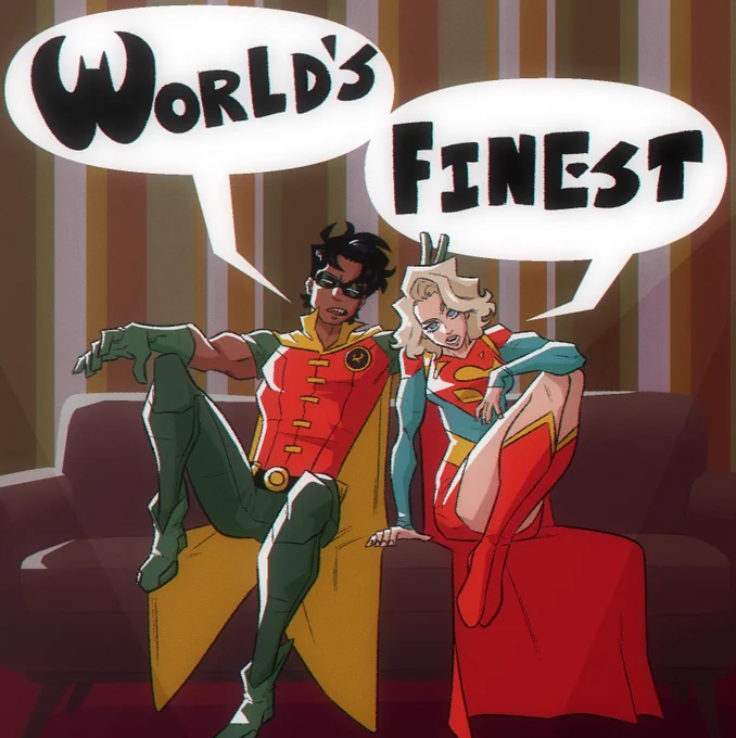 I met @Danmora_c last Saturday and got myself the first two issues of world's finest, I fell in love with his designs for robin and supergirl 