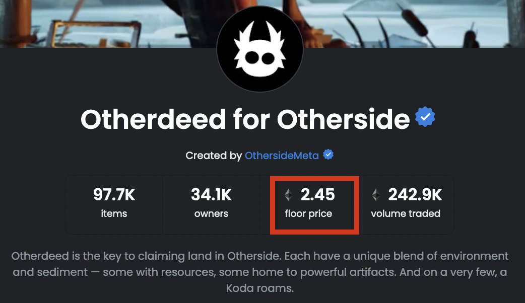 The Otherside is now below mint price (including gas)...

If you got gassed out or failed to KYC... 

Well here's your chance again... 

#TheOtherSide #BAYC 🦍