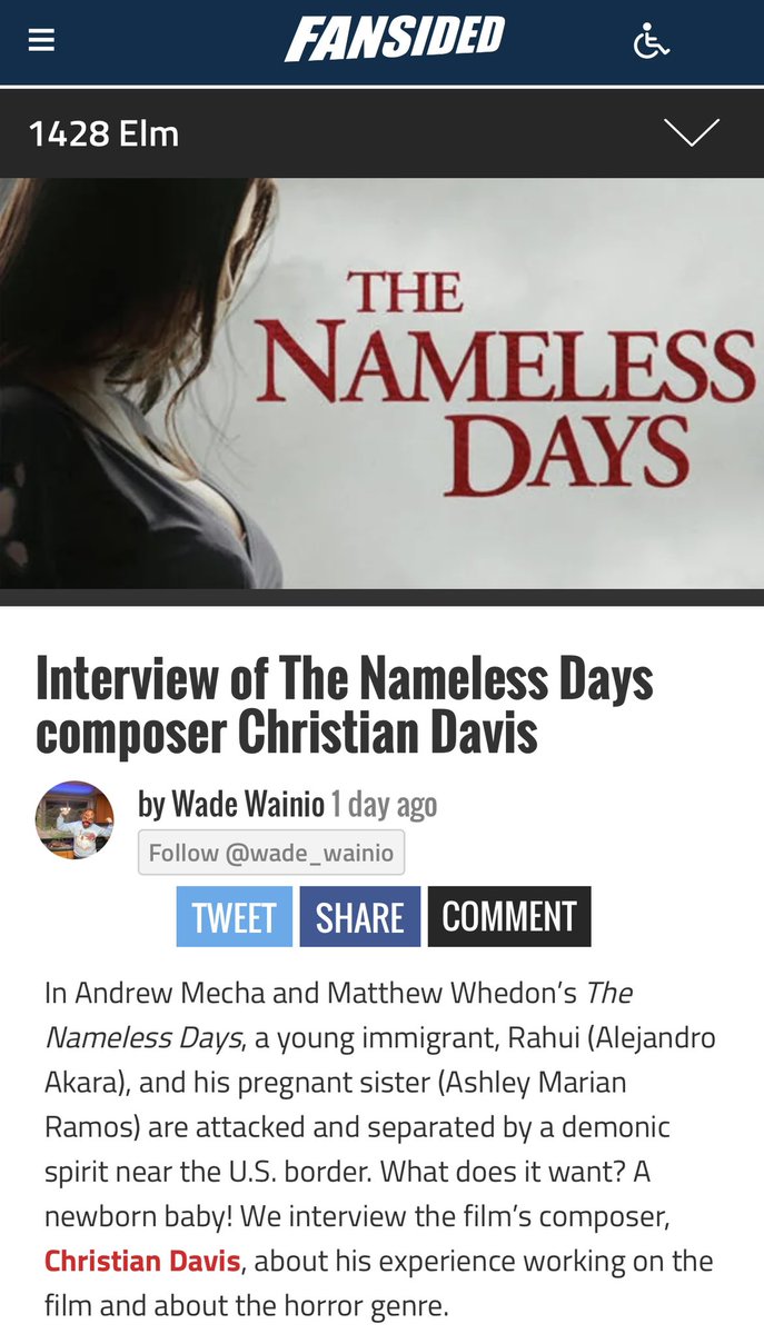 New interview with #TheNamelessDays composer <a href="/cdavis_cmpsr/">Christian Davis</a> 

1428elm.com/2022/05/08/int… via <a href="/1428_Elm/">1428 Elm</a>. 

Thanks <a href="/wade_wainio/">Wade Wainio</a>! #horror #musicmonday