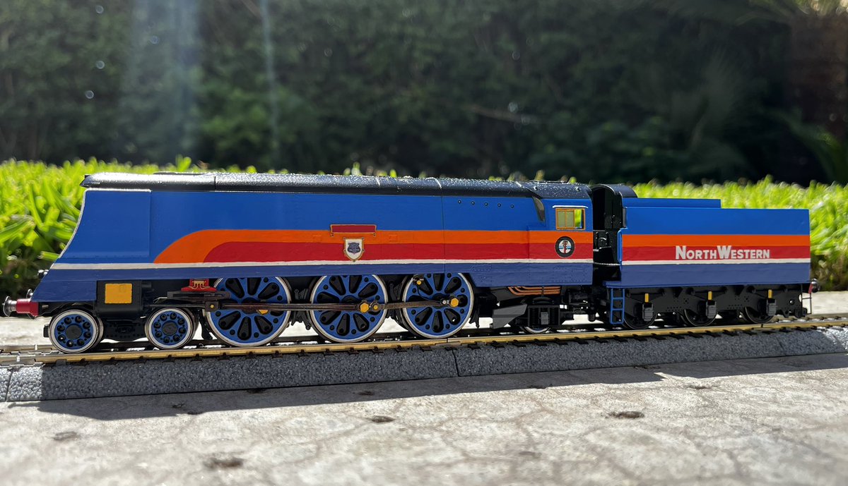 magicrailwayst's tweet photo. to make a long hiatus short, this is my interpretation of rebecca ! she’s basically the same but blue and different little logos on her hehe. probably the most fun i’ve had painting a model train in a while. i also used water decals for the first time which was sick. https://t.co/Svf2vYtPl4