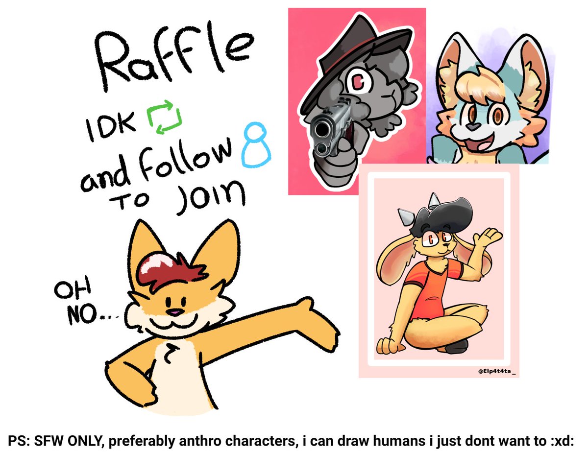 Art Raffle time!!1!
I have absolutely no idea how to manage a raffle so...
Retweet and follow to have a chance to win a free drawing
There will be 2 winners
3 if there are more people than expected
Winners will be announced at saturday
You can also leave your OC at the replies
