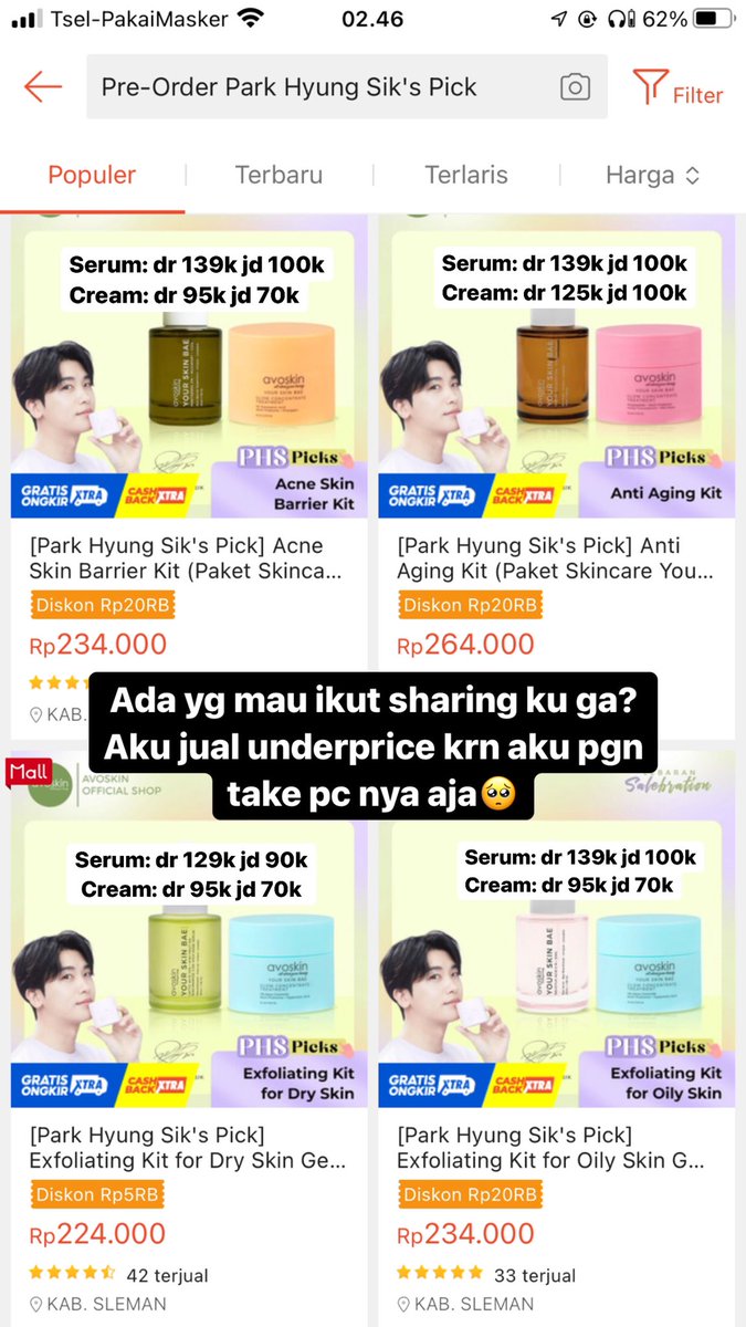 vimhope's tweet photo. Hi pengguna skincare avoskin
Aku mau open sharing avoskin x phs. Aku jual underprice krn aku take pc nya. Ada yg mau ga ya??🥺 Yang minat bisa dm ya🙏🏻
Pricelist nya ada di gambar👇🏻 https://t.co/YeE3JqEr6p