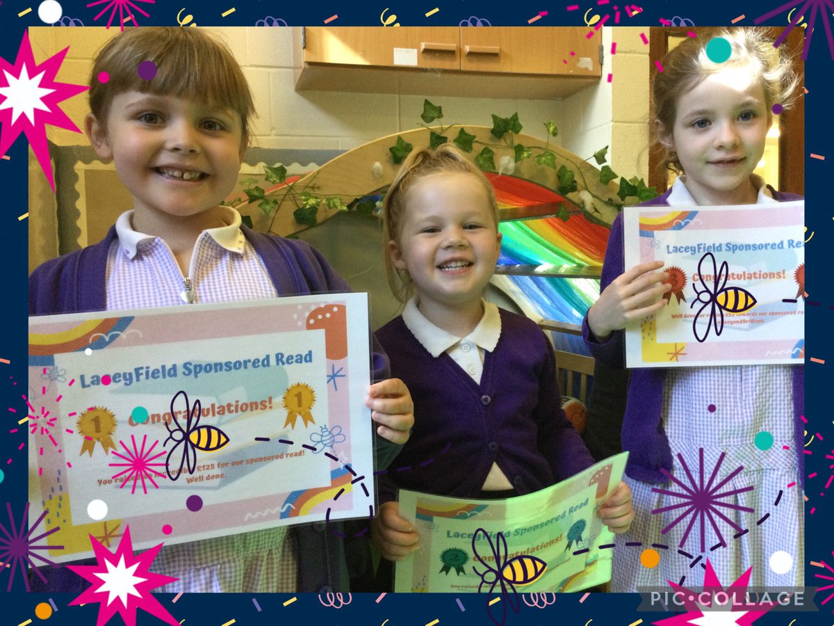 LaceyFieldEng's tweet photo. A huge thank you to everyone who took part in our sponsored read. We raised a whopping £1153! 
A special congratulations goes to these three super bees who raised the most money. Well done 🐝. #BeeyondBrilliant #WeAreReaders https://t.co/8r3g7ppymc
