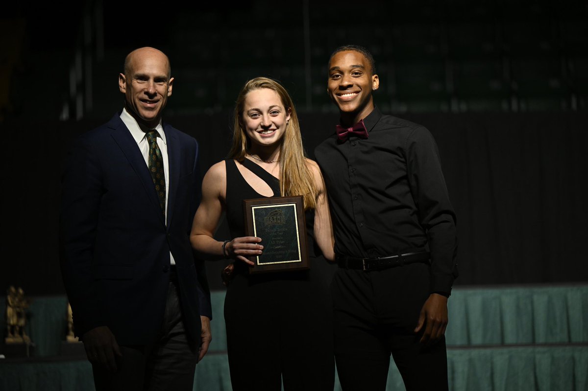 The 2022 Male and Female Rookies of the Year are… Logan Messer of @GMUWrestling Ali Tyler of @MasonSwimDive #MasonGGC