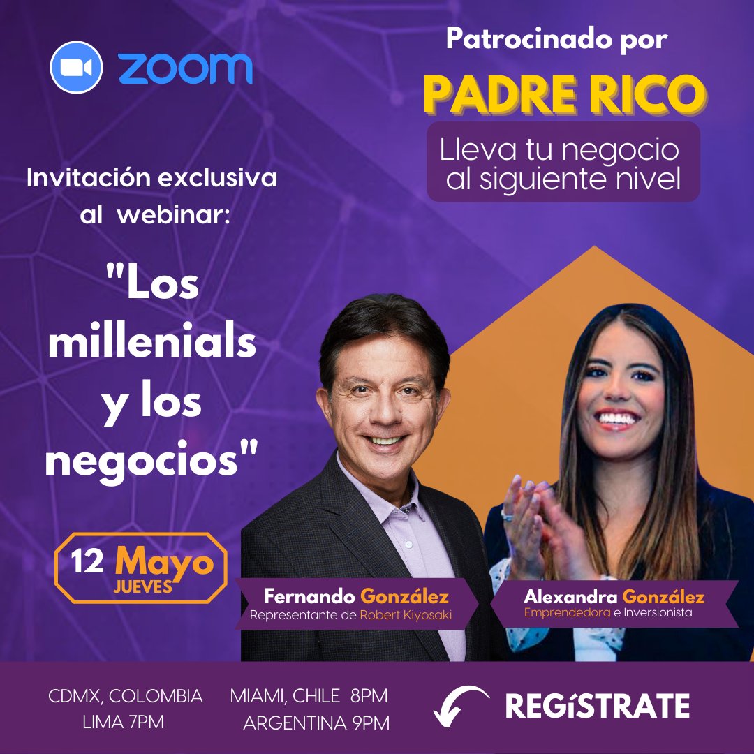 Con Alexandra González, host del programa "Millennial Money" de Robert Kiyosaki
🔥Cupos limitados🔥
📲Da clic en el siguiente link:
bit.ly/3wcRDpT