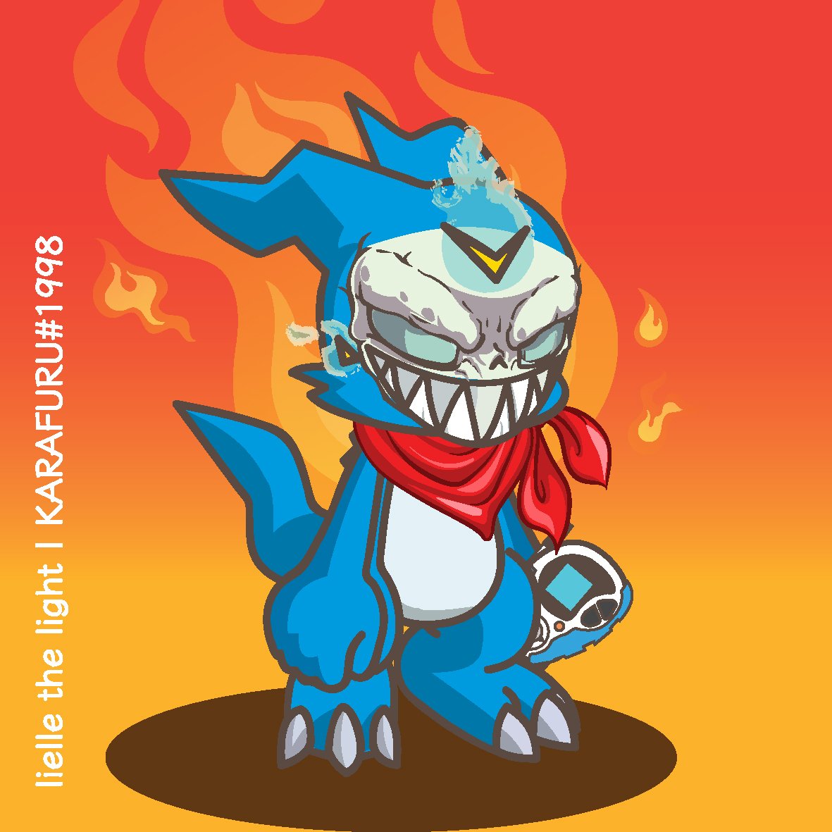 liellethelight's tweet photo. @KarafuruNFT 
@WD_Willy 
@Jejouw 
@gradyedbertnft 
@Solemaster32 
@Nastasiadelinee 
@walkingmeme_el 

It's a second fanart for KARAFURU from me. I made Veemon this time, from Digimon Adventure 2.
Hope you guys like it.. ❤️
VEEMON EVOLVE!!!🔥🔥🔥 https://t.co/R856ZnEo4O
