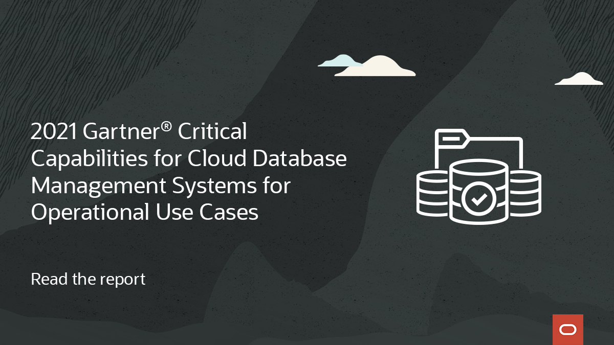 OracleDatabase's tweet image. For the 4th year running, Oracle (Autonomous Transaction Processing) scored highest in all 4 use cases in the 2021 Gartner Critical Capabilities for Cloud #Database Management Systems for Operational Use Cases report.
Get your copy to learn why: social.ora.cl/6018zHd1o