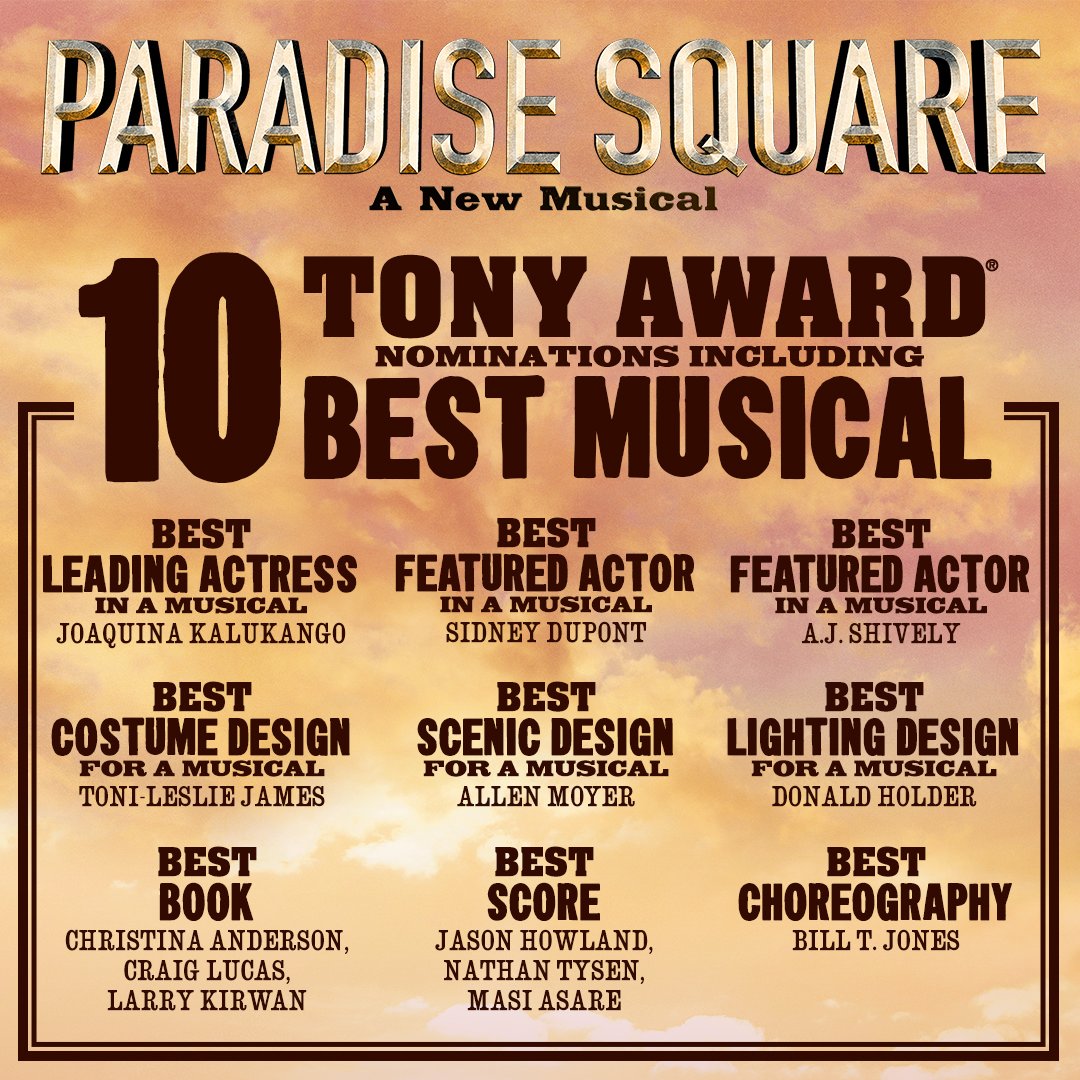 Thank you, <a href="/TheTonyAwards/">The Tony Awards</a>.

#ParadiseSquare is honored to celebrate 10 nominations!