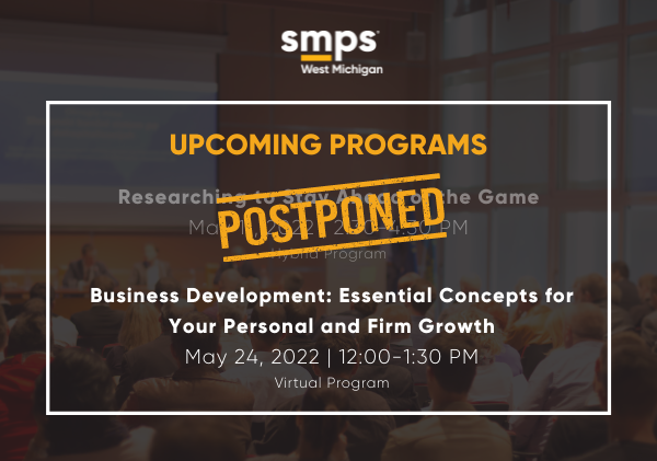 SMPSWM's tweet photo. Keeping in mind the deadlines that we're under, we have decided to postpone our May 11 event to the fall. 

However, we look forward to seeing you at our virtual program on May 24 at noon Eastern. 

For more details and to register, visit https://t.co/dQa0T2vxCJ.

#SMPSWM #SMPS https://t.co/qqJh8PdYaZ