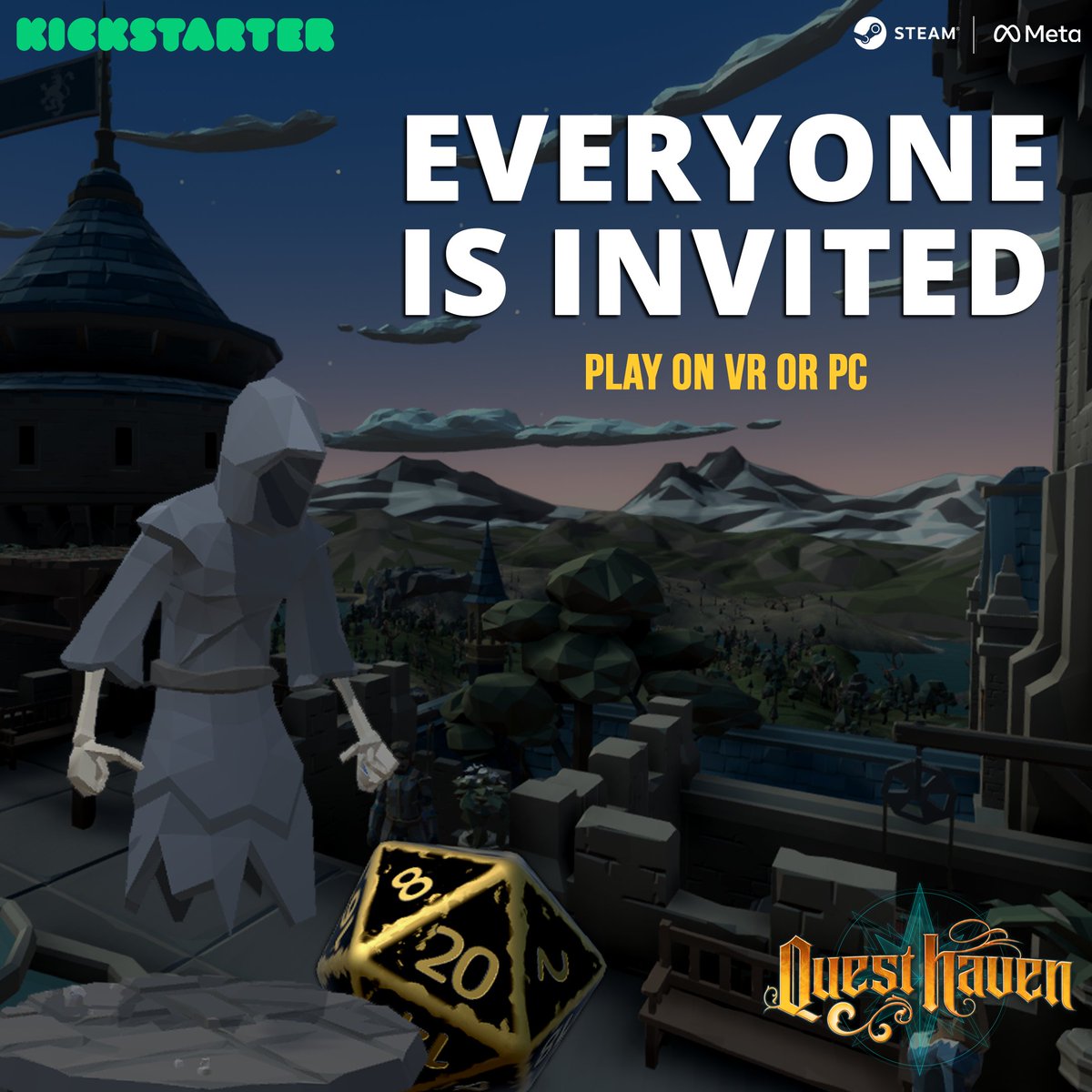 QuestHavenGame's tweet photo. Everyone is invited, just find out who is down to have a great adventure and if you are looking for a group feel free to find each other in our discord channel!
#questhaven #dungeonsanddragons #vr #ttrpg #rpg #pcgame #tabletopgames #indiegame #lowpoly https://t.co/GctnPjiLPG