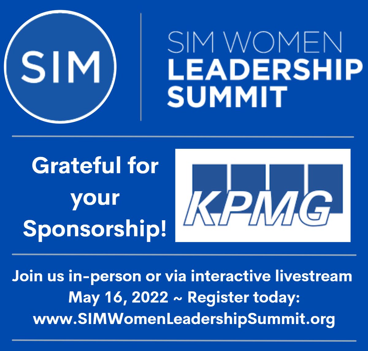 Delighted to have the Information Technology leaders and professionals from @KPMG joining us at the #SIMWomenLeadershipSummit!

Register: bit.ly/SIMWomenReg

#womenintech #DEI #diversity #leadership