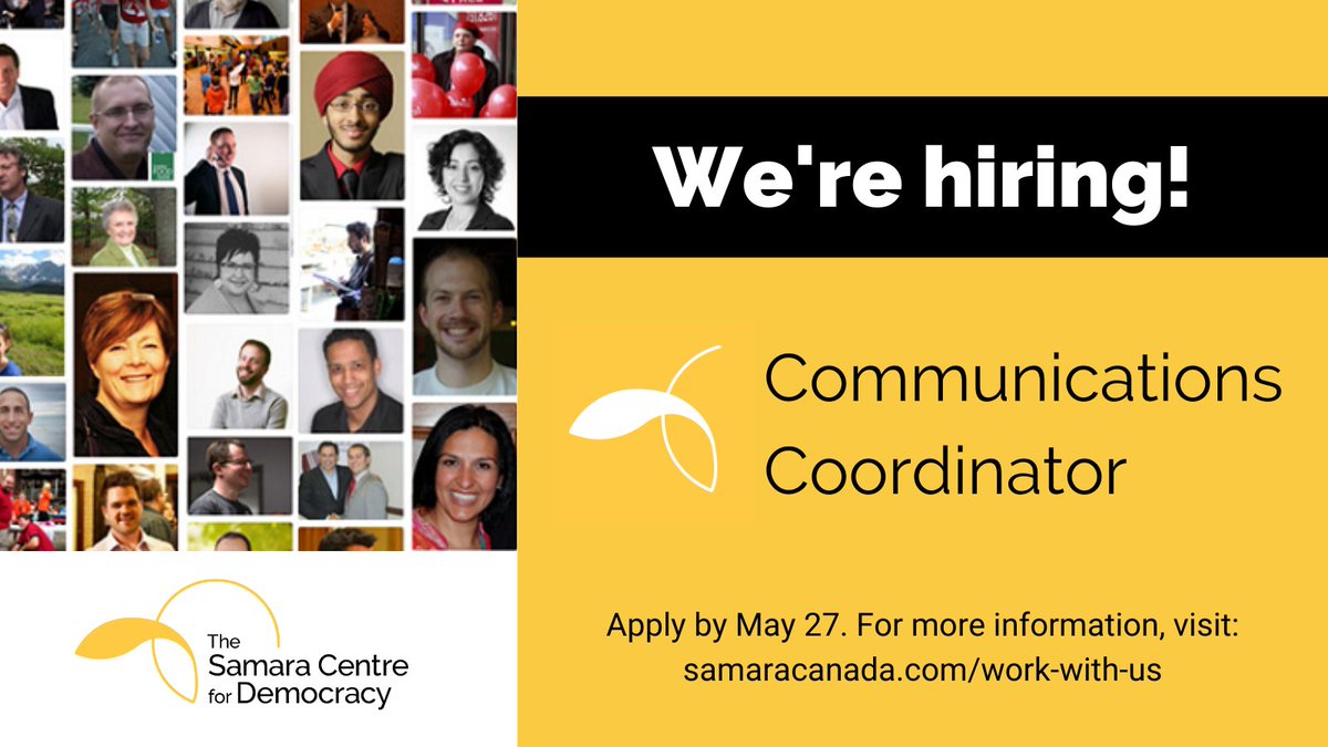 TheSamaraCentre's tweet photo. We're #hiring for a communications coordinator to join the team! You’ll be responsible for to amplifying our content, growing our audience and using analytics to make data informed decisions.

Applications will be accepted until May 27, 2022. Apply now: https://t.co/S177lFdRu9 https://t.co/ejbY0tfOnW