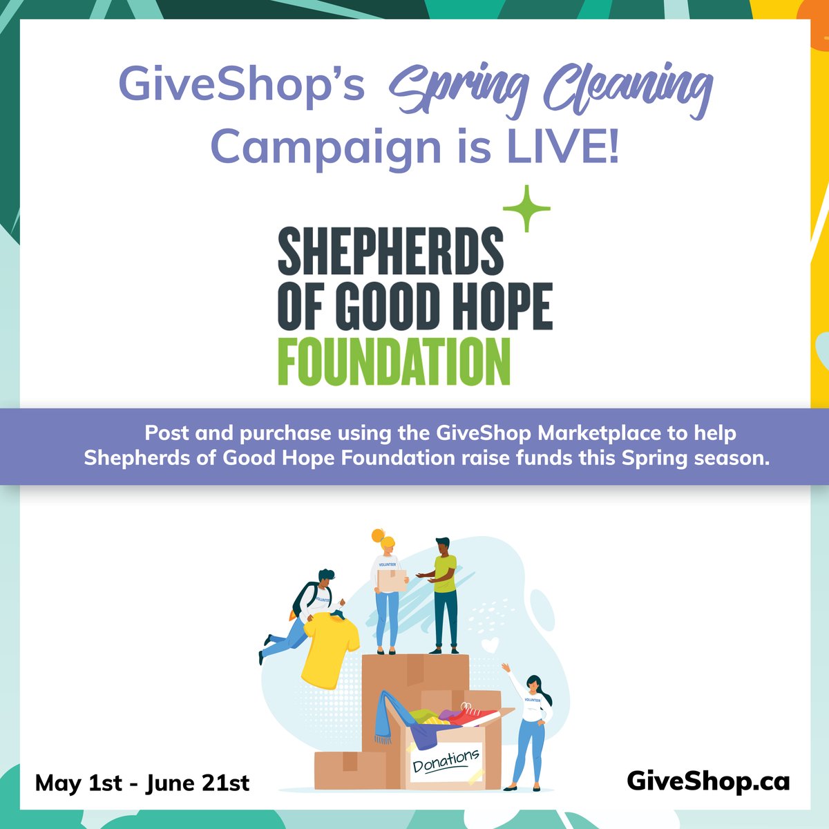 Cleaning out your garage &amp; closet this spring? Sell your stuff on <a href="/giveshopcanada/">GiveShop</a> and support people experiencing homelessness at the same time! Find a new couch or sell an old one. On GiveShop's marketplace, the proceeds from all sales support local charities, like <a href="/sghottawa/">Shepherds of Good Hope</a>.