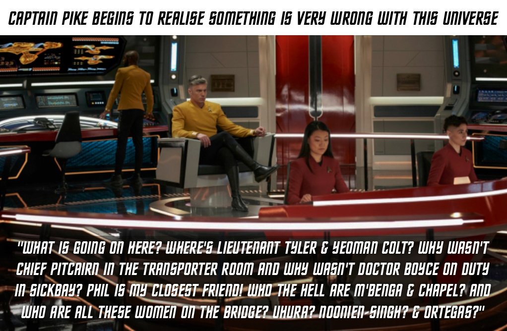 hsmjohnston4000's tweet photo. #StarTrekStrangeNewWorlds #PikeConfused #StarTrek
#StarTrekMemberBerries #StarTrekInNameOnly #StarTrekNewCoke #Trek #StarTrekStrongNewWomen #StarTrekkingAcrossTheUniverse #ClassicTrek #RIPStarTrek https://t.co/mWG6EpFk0C