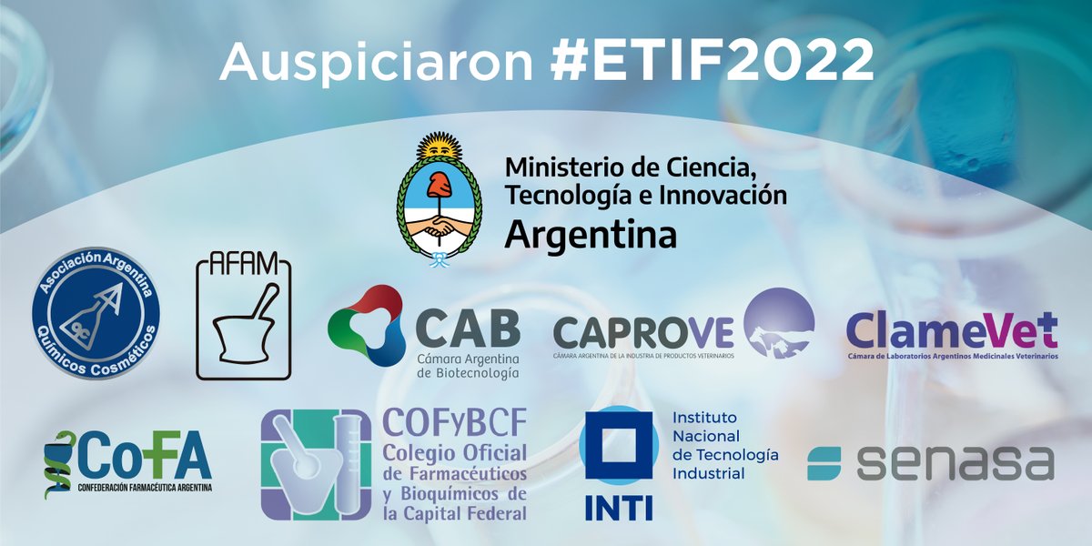 etif_pharma's tweet photo. #ETIF2022 fue auspiciado por:
✔️ @ciencia_ar
✔️Asociación Argentina Químicos Cosméticos
✔️#AFAM
✔️ @CABiotecnologia
✔️ #CAPROVE
✔️ #ClaMeVet
✔️ @COFAorgar
✔️ @Cofybcf
✔️ @INTIargentina
✔️ @SenasaAR
¡Gracias por su apoyo! https://t.co/s52Dp9eMcv