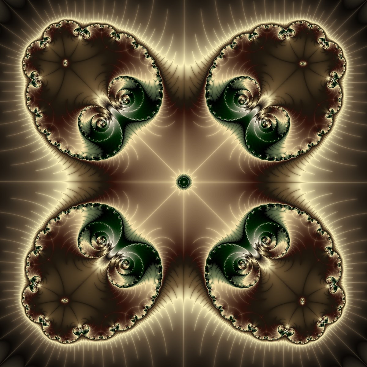 Located deep in the mystical universe of the Mandelbrot Set fractal, this unusual formation of intricate vortex structures is a gateway to another level of infinite, never-ending complexity. 

Price: 0.055 Ξ

opensea.io/collection/eve…