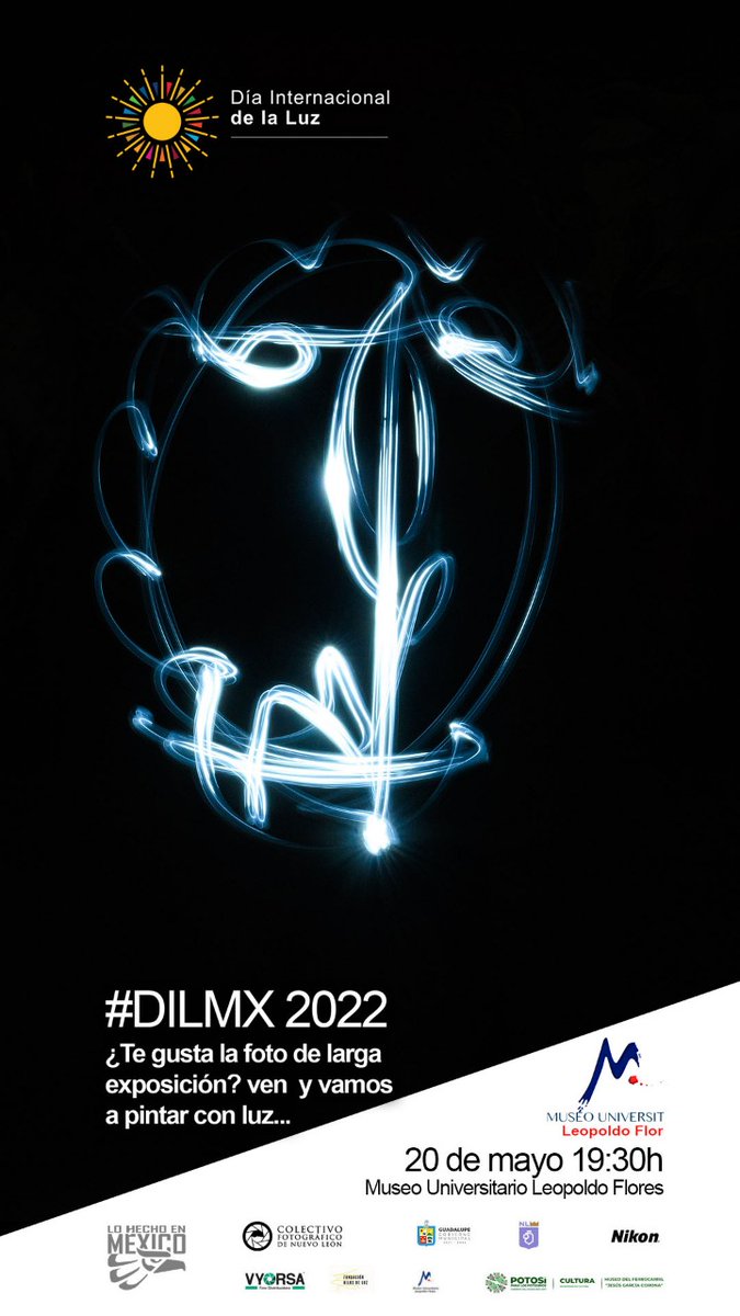 MuseoLFUAEMex's tweet photo. Una experiencia donde podrás acompñar con luz a Miguel López Vázquez @rtelopezvazquez y Rob Ferrer @robferrerRob, junto a las obras del Mtro. Leopoldo Flores.
Ya te puedes inscribir a una de las 3 sedes donde este año celebraremos el Día Internacional de la Luz #dilmx https://t.co/gyqff8TK8C